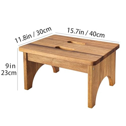 LITY Wooden Step Stool, One Step Stools for Adults, 9'' Small Kitchen Stepping Stool,Heavy Duty Beside High Beds, Bedroom Foot Stool
