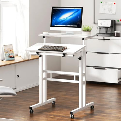 SogesHome Adjustable Laptop Desk Table 23.6inches Portable Laptop Table Computer Stand Desk Cart Tray Table, White - color: White-small Size, size: 23.6''