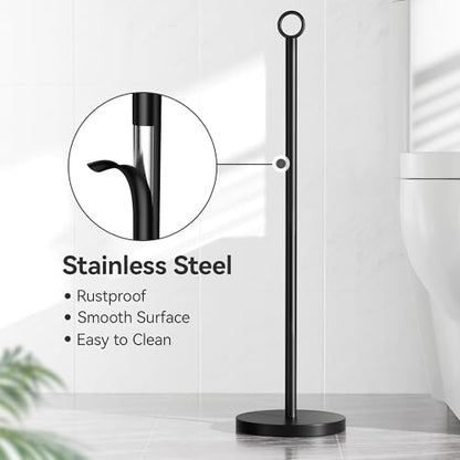 Toilet Paper Holder Stand(with Reserve Function), Free-Standing Spare Rolls Storage Holder, Stainless Steel, Black - color: Matte Black