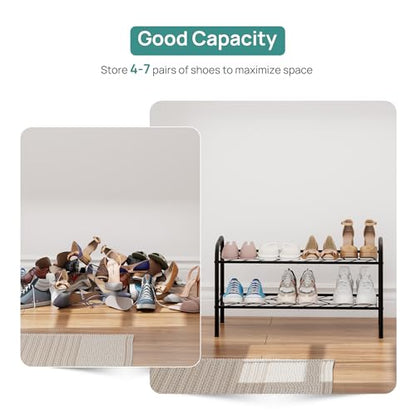 viewcare Shoe Rack for Closet, 2-Tier Small Shoe Rack for Entryway & Garage, Sturdy Metal Construction, Shoe Organizer Holds 4-8 Pairs - size: 2-Tier(M)