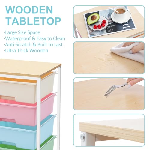 Utility Cart with 4 Drawers, Rolling Storage Cart with Drawers, Rainbow | Storage Rolling Drawer Cart - color: Rainbow