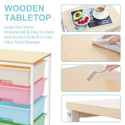 Utility Cart with 4 Drawers, Rolling Storage Cart with Drawers, Rainbow | Storage Rolling Drawer Cart - color: Rainbow