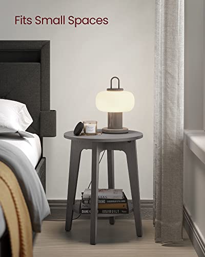 VASAGLE MAEZO Collection - Side Table, 2-Tier Small Round End Table, Nightstand with Tapered Legs, Curved Transitions, for Small Spaces, Living Room, Bedroom, Smoky Gray ULET283T68 - color: Smoky Gray, size: 1 pack
