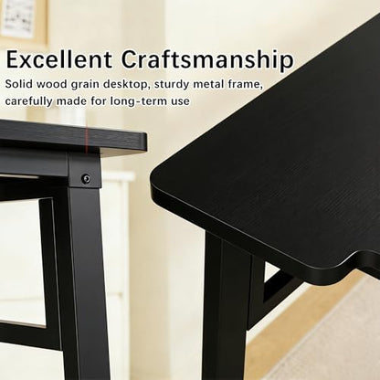Computer Desk 39.4 Inch Small Office Desk with Wood Top and Metal Frame, Study Writing Desk for Home, Bedroom, Gaming, U-Shaped Leg Design, Modern Simple - color: Frame：black/Board：black