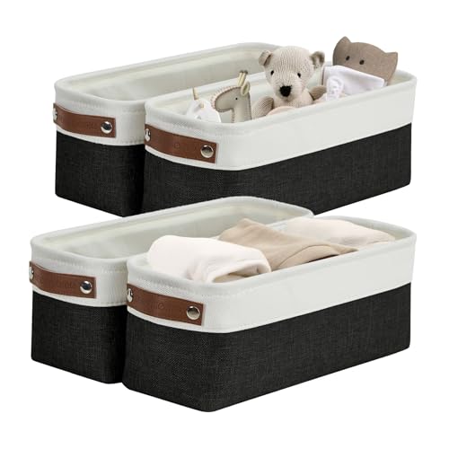 DECOMOMO Narrow Storage Bins Small Baskets for Organizing Bathroom, Toilet Tank, Towel Storage, Entryway, Gifts (Black and White - Set of 4) - color: Black and White, size: Narrow/4P