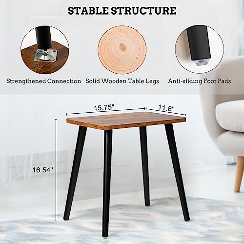 FORAOFUR Side Table, Rectangular Wooden Small End Table, Small Accent Table for Living Room, Bedroom and Balcony, Modern Side Tables for Spaces Home Decor, Easy Assembly | Wooden legs with modern rectangular design, fits living/bedroom, compact, quick ass