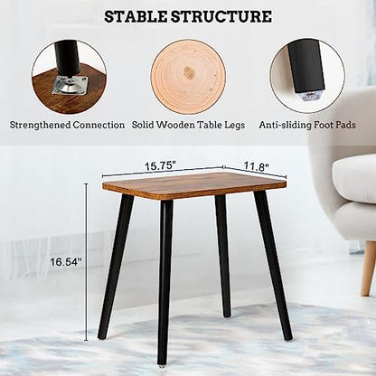 FORAOFUR Side Table, Rectangular Wooden Small End Table, Small Accent Table for Living Room, Bedroom and Balcony, Modern Side Tables for Spaces Home Decor, Easy Assembly | Wooden legs with modern rectangular design, fits living/bedroom, compact, quick ass