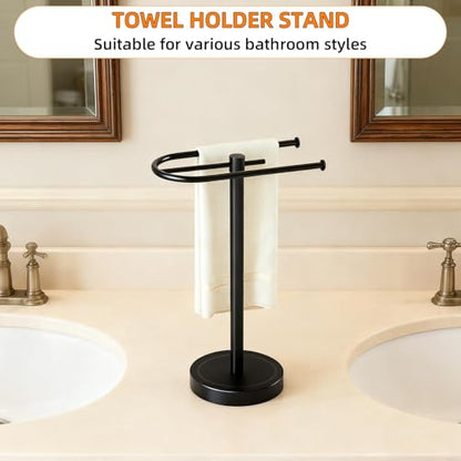 Towel Holder Stand, Stainless Steel Hand Towel Holder Rack for Bathroom Countertop, C-Shape Free Standing Towel Bar Holds 2 Towels for Bathroom Kitchen Countertop, Matte Black - size: U-Shape
