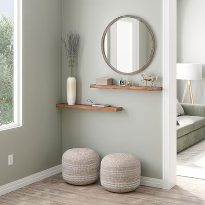 Ballucci Floating Shelves, 36" Wood Wall Shelf Set of 2, with Invisible Brackets for Bathroom, Living Room, Bedroom, Kitchen, Nursery, 6" Deep, Rustic Brown - color: Rustic Brown, size: 35.4 inches