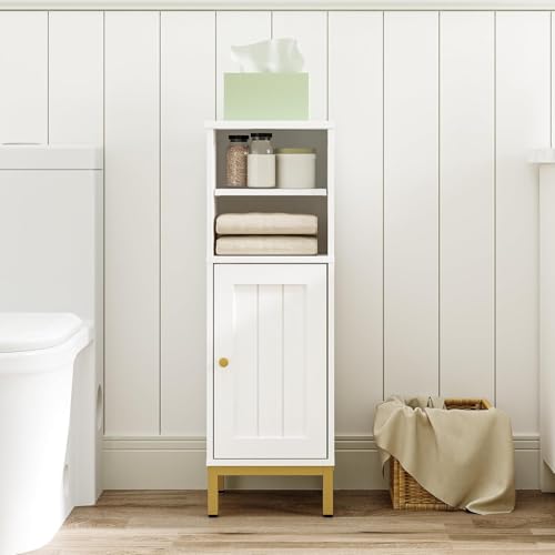 Hzuaneri Bathroom Storage Cabinet, Corner Floor Cabinet with Shelves | Customized Door Opening Direction, Bathroom Organizer with Adjustable Shelf,Bathroom Furniture for Kitchen,Living,White - color: White, size: 10.4"D x 10.4"W x 31.5"H