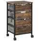 Rolling Cart with Drawers, Wooden Top and Front, with Wheels Metal Under Desk Storage Cart with 4 Drawers, for Office, Bedroom, Classroom, Home, Rustic Brown - color: Rustic Brown