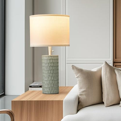 Reaketon Table Lamps for Living Room Set of 2, Ceramic Table Lamps for Bedroom, 20" Modern Lamps for Night Stands, Green - color: Green