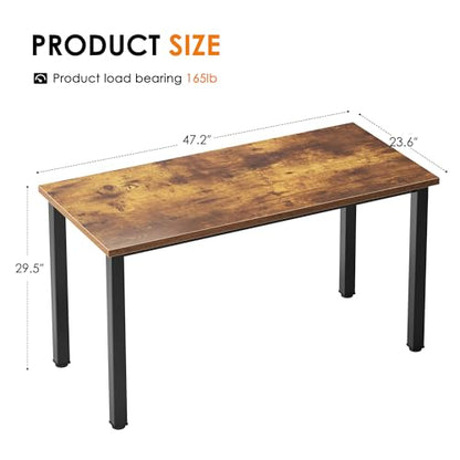 Need 47 inch Computer Desk, Rustic Top, Black Metal Frame, Modern Simple | Home Office Desk, Basic Sturdy Writing Table, Adjustable Feet, Water-Resistant, Dorms & Bedrooms, Easy Assembly, Game & Study - color: Rustic Brown, size: 47 inches