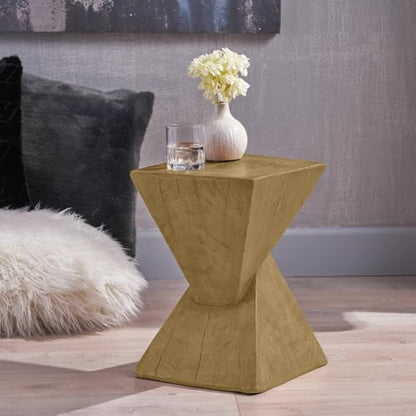 Modern Geometric Side Table with Sleek Matte Finish for Living Room, Bedroom, or Entryway Decor (Light Natural + Magnesium Oxide)