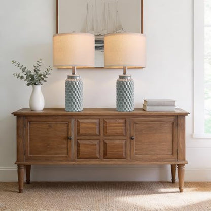 USumkky 20.5" Ceramic Table Lamps Set of 2, Modern Farmhouse Boho Bedside Lamps for Bedroom, Nightstand Lamps for Living Room End Tables, Small Desk Lamps, Grey - color: 20.5" Grey-2 Pack