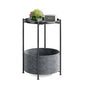 Small Round Side Table with Felt Storage Basket and Removable Tray | Accent Table, Metal End Table with Adjustable Feet, Side Table for Nursery, Bedroom, Living Room, Laundry Room, Black - color: Black