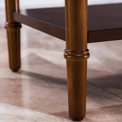 Leick Home Coastal Console Table, Solid Wood, with Drawer and Shelf, for Entryways, Hallways, and Living Rooms, Pecan Brown, 20027-PC - color: Pecan, size: 1 Drawer