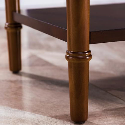 Leick Home Coastal Console Table, Solid Wood, with Drawer and Shelf, for Entryways, Hallways, and Living Rooms, Pecan Brown, 20027-PC - color: Pecan, size: 1 Drawer