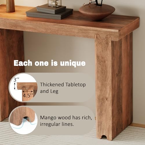 Merax Farmhouse Mango Wood Entryway Table, Minimalist Narrow Console Tables for Hallway, Living Room, Foyer, Easy Assemble, Honey - color: Honey
