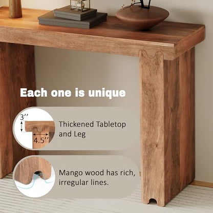 Merax Farmhouse Mango Wood Entryway Table, Minimalist Narrow Console Tables for Hallway, Living Room, Foyer, Easy Assemble, Honey - color: Honey