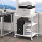 Lerliuo 24" Wide Large Printer Stand with Storage, White | Printer Table for Home Office with Charging Station, 3 Tier Industrial Mobile Printer Cart with Lockable Wheels - color: White