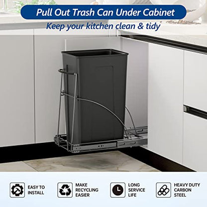 Insputer Pull Out Trash Can Under Cabinet, Requires 13" W X 18" D Cabinet, Under Sink Trash Can Kit, Slide Out Garbage for Kitchen(Not Included Can) - color: Black