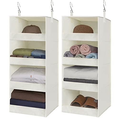 GRANNY SAYS 4-Shelf Hanging Organizer, Closet Hanging Shelves, Space Saver for Bedroom & Living Room, Beige, 2-Pack - color: 4-shelf Beige, size: 2-Pack