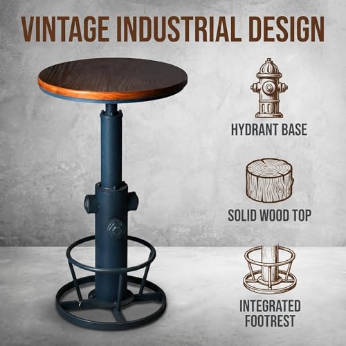 Topower Industrial Bar Table 38.58-48.43" Adjustable Pub Table Kitchen Dining Coffee Bistro Table Antique Blue - color: Antique Blue