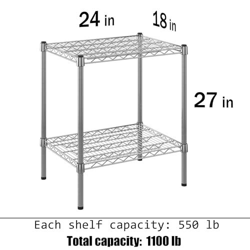 18" Deep x 24" Wide x 27" Height Wire Shelving Kit | 2-Tier | NSF Commercial Storage Rack Unit - size: 18" Deep x 24" Wide