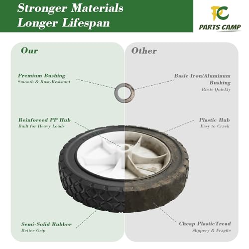 Parts Camp 7 inch Wheels Replace Oregon 72-107, Universal Wheel 9611 with 1/2" Axle Bore For Radio Flyer Wagon, Garden Cart, Hand Truck, BBQ Grill, Push Mower,Utility Cart (2 Pack) - size: 7-Inch