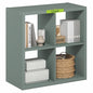 Furinno Cubicle 4-Cube Book Shelf, Extra Thick Frame Bookshelf, Light Grey | 14.6" x 30" x 30", Reversible Bookcase with Open Back, for Living Room, Bedroom, Home Office - color: Sage Green, size: 4-Cube
