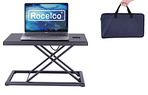 Rocelco 19" Portable Laptop Riser, Height Adjustable Travel Standing Desk Converter, Premium Compact Sit Standup Keyboard Monitor Rising Workstation with Carry Bag, Black R PDRB - color: Black, size: 19", style: Riser Only
