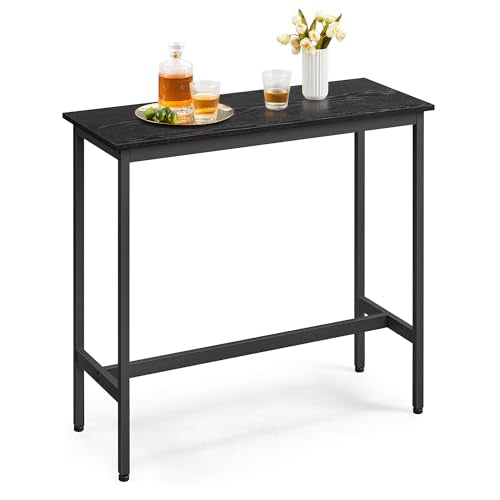 VASAGLE Bar Table, Kitchen Dining Table, High Top Pub Table, Bar Height Cocktail Table for Living Room Party, Sturdy Metal, 15.7 x 39.4 x 35.4 Inches for Narrow Spaces, Ebony Black and Ink Black - color: Ebony Black + Ink Black, size: 15.7"D x 39.4"W x 35
