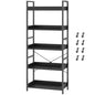 HCHQHS 5 Tier Bookshelf, Adjustable Industrial Bookcase, Vertical Tall Book Shelf, Wood and Black Metal Open Bookshelves for Home Office, Living Room, Bedroom - color: Black, size: 5-Tier (24"W x 57"H)