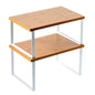2Pack Expandable Stackable Cabinet Shelf, Metal-Wood, Warm Bamboo - color: Bamboo Color