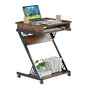 ALISENED Computer Desk for Small Spaces, 23.6" Z-Shaped Compact Study Table with Smooth Keyboard Tray with Wheels and Bottom Shelves for Home Office, Computer Cart Mobile Laptop Cart, Rustic Brown - color: Brown