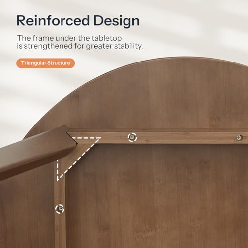 HOOBRO Bamboo Dining Table, Round Dining Table for 2, 27.5" Kitchen Table for Small Space, Writing Table, Easy to Assemble, for Dining Room, Living Room, Office, Kitchen, Apartment, Brown BR71CZ01G1 - color: Brown