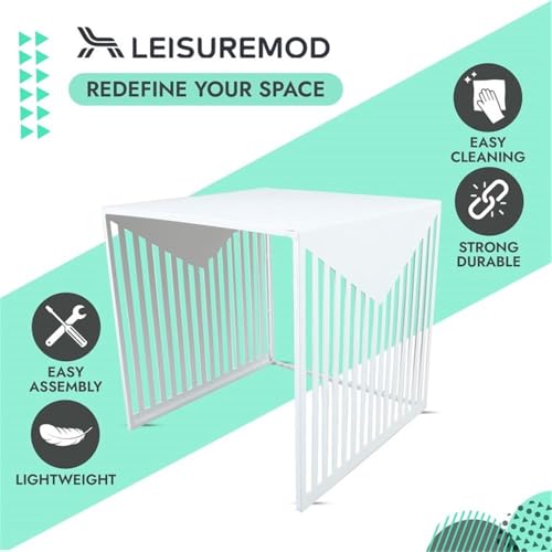 LeisureMod Mid-Century Design Square Side/End Table, Steel Powder Coated Finish, Perfect for Modern and Contemporary Living Space, White - color: White