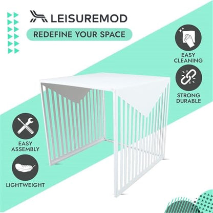 LeisureMod Mid-Century Design Square Side/End Table, Steel Powder Coated Finish, Perfect for Modern and Contemporary Living Space, White - color: White