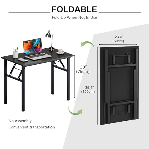 Need Computer Desk Folding Table Writing Desk/Compact Desk/Foldable Desk with BIFMA Certification, No Install Needed, Black AC5CB-100-60 - color: Black & Black Frame, size: 39inch