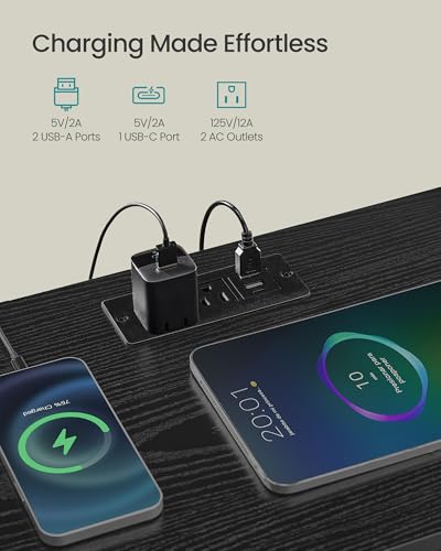SONGMICS BELLAH Collection - Nightstand with Charging Station and App-Controlled Adjustable LED Lights, Bed Side Table, 2 Drawers and 1 Open Shelf, Modern, Ink Black and Ebony Black ULGS302BH01S - color: Ink Black + Ebony Black, size: 2 Drawers