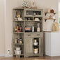 DWVO 67" Farmhouse Kitchen Pantry Cabinet with Storage Cabinet, Ash Gray | Coffee Bar & Charging Station, Buffet Sideboard, Microwave Stand, Hutch Cupboard for Dining Room Kitchen Living Room - color: Ash Gray