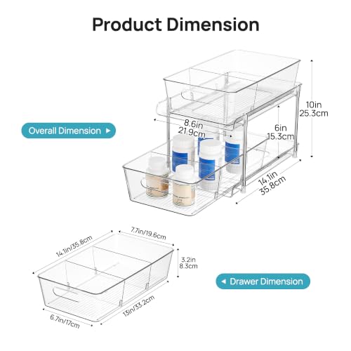Vtopmart 2 Pack Larger Plastic Bathroom Under Sink Pull-Out Organizer (M-Standard) - color: Transparent, size: M-Standard (2 Pack)