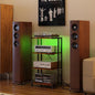 X-cosrack 16.5" Small 4-Tier AV Media Stand with Power Strips,Narrow Version Wooden Corner TV Stand Shelf with LED Lights,Stereo Cabinet Audio Rack Stand Tower for Small Media Players and Boxes - style: Outlet and Light