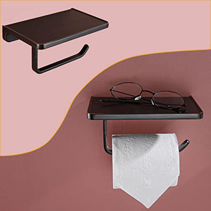 RANDOM Oil Rubbed Bronze Toilet Paper Holder with Phone Shelf Wall Mounted Toilet Tissue Holder Solid Metal Toilet Paper Roll Holder.RD93008-ORB - color: B-oil Rubbed Bronze