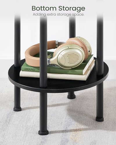 CHOEZON Side Table Set of 2, 2-Tier Round End Table, Small Nightstand with Sturdy Metal Tube, Industrial Coffee Table, for Living Room, Bedroom, Black TBZ01P2BB - color: Black