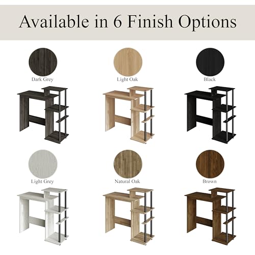 Elegance Writing Desk with Multi-Tier Open Shelves, Study Computer Desk for Home Office, Light Grey - color: Light Grey