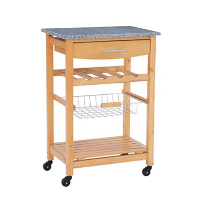 Linon Kitchen Island Granite Top, 33.88" x 22.8" x 15.63", Natural - color: Daa, style: Whitney