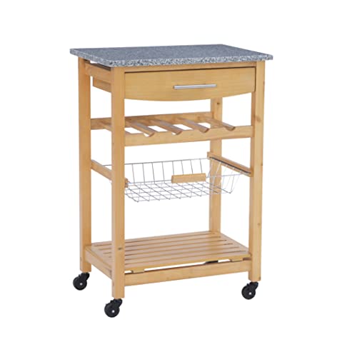 Linon Kitchen Island Granite Top, 33.88" x 22.8" x 15.63", Natural - color: Daa, style: Whitney