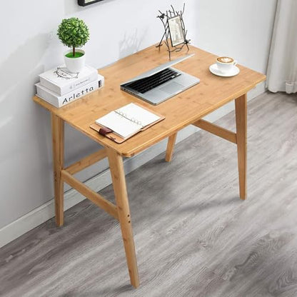 Nnewvante 31.5" Bamboo Writing Desk, Home Office Computer Desk with Drawer | Compact Modern Simple Style, Study Table with Storage for Small Spaces - size: 31.5''-Bamboo